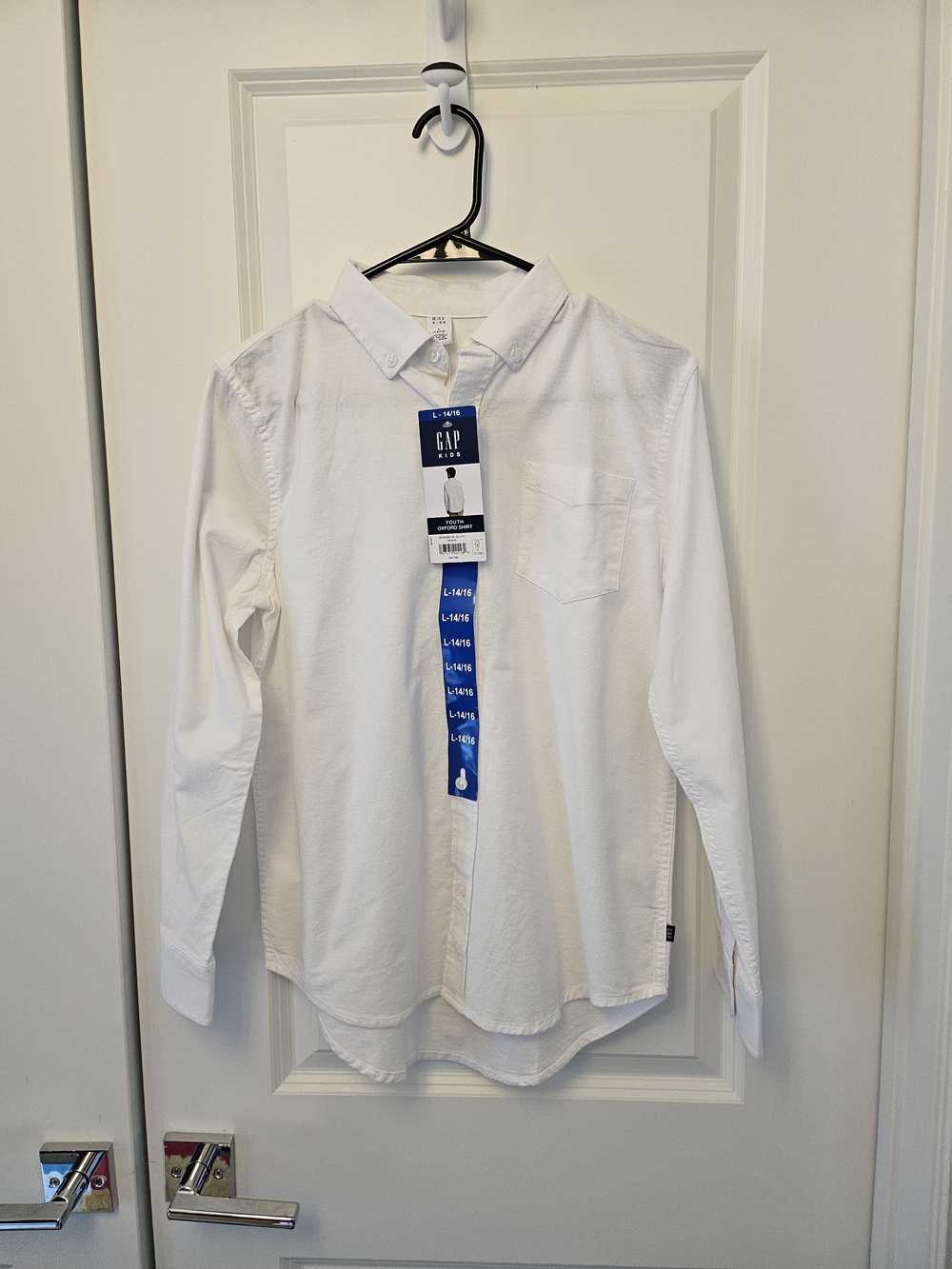 NEW GAP Classic White Oxford Shirt - Button-Down Shirt Large 14/16